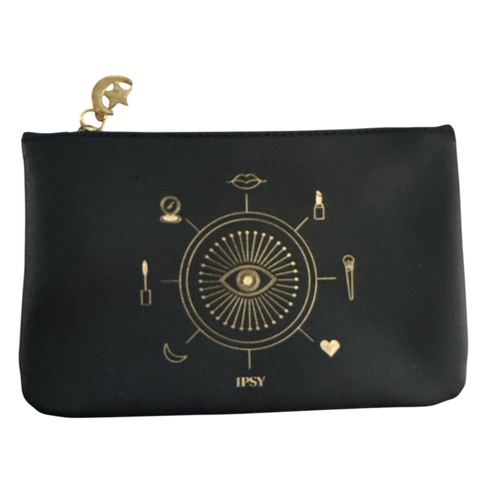 Ipsy Glam Bag Black and Gold Cosmetic Pouch